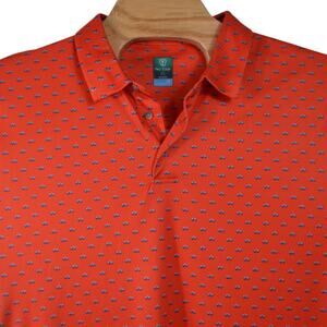Pro Tour Golf Polo XL – Orange Shirt w/ Blue Golf Cart Pattern
